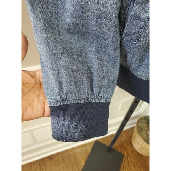 Old Navy Men's Solid Blue 100% Cotton Full Zip Long Sleeve Casual Jacket Size L - Picture 5 of 10